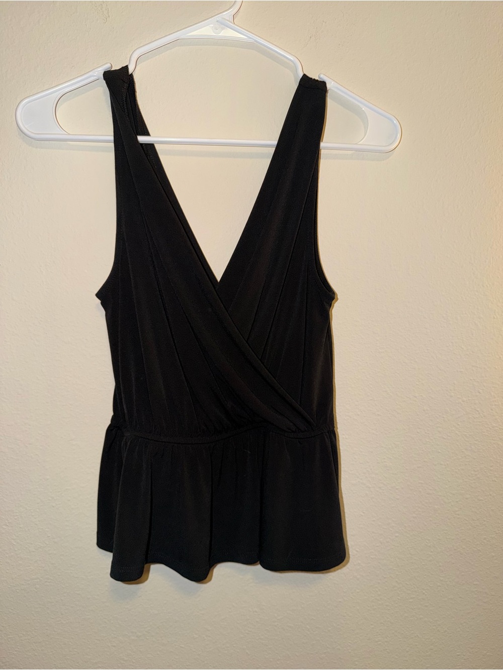 Express Black Faux-Wrap Peplum Camisole
